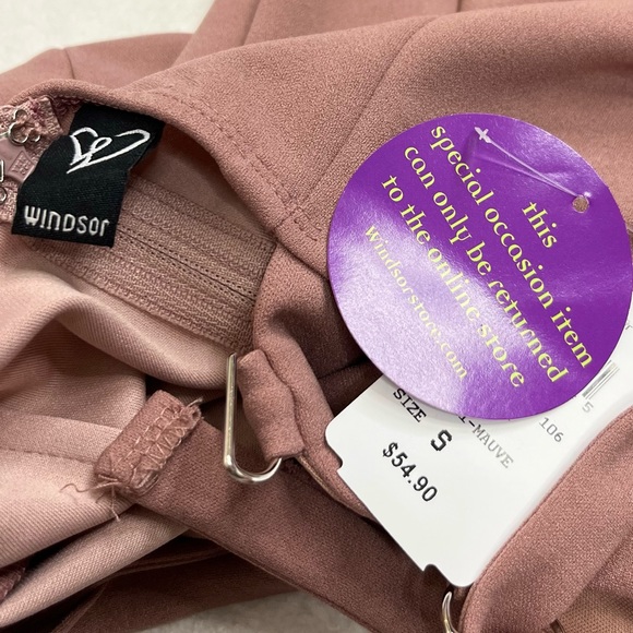 Windsor Formal Maxi Dress Strapless Lace Up Back Gown Mauve Size Small - Picture 11 of 12